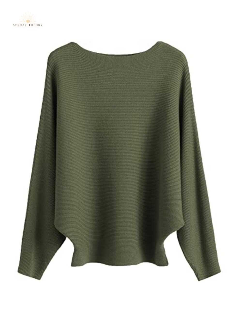 Oversized Boat Neck Batwing Knitted Pullover Sweater Women
